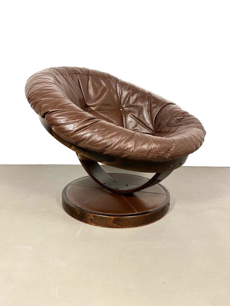 20th-century space age leather rotatable lounge chair, 1970s
