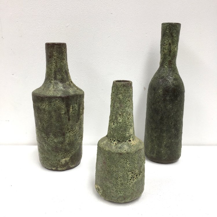 20th Century volcanic glaze vases by Henk Goosen for Steenuil Rijswijk 1960s