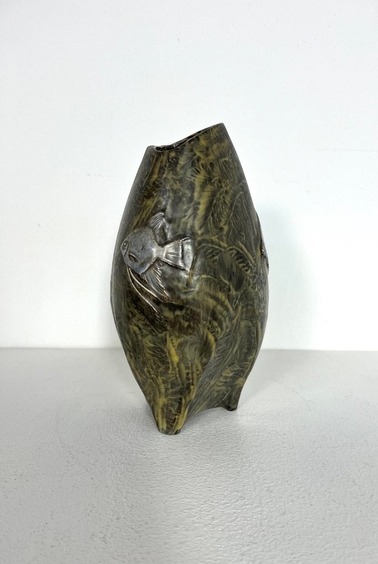 20th Century French ceramic vase with Moonfishes 1960s