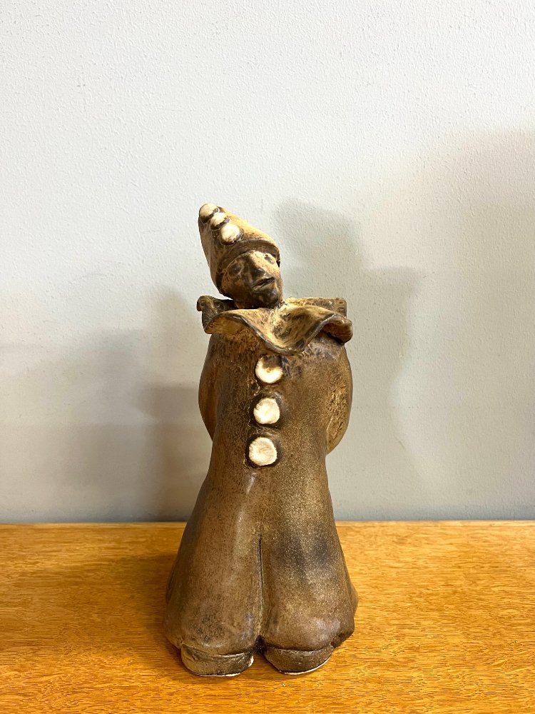 Mid-Century modern Italian glazed stoneware sculpture of a clown 1960s