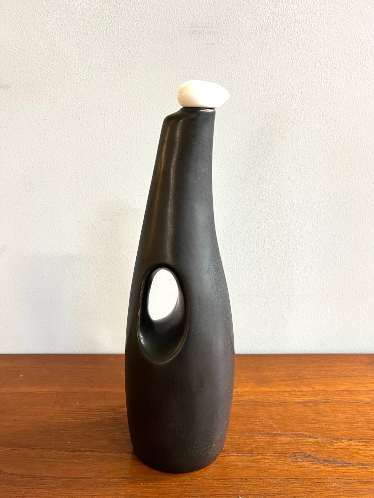 Mid-Century Dutch black porcelain wine bottle 1960s