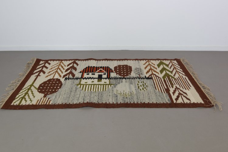 Mid-Century Polish handwoven art tapestry/kilim by Maria Janowska  1960s