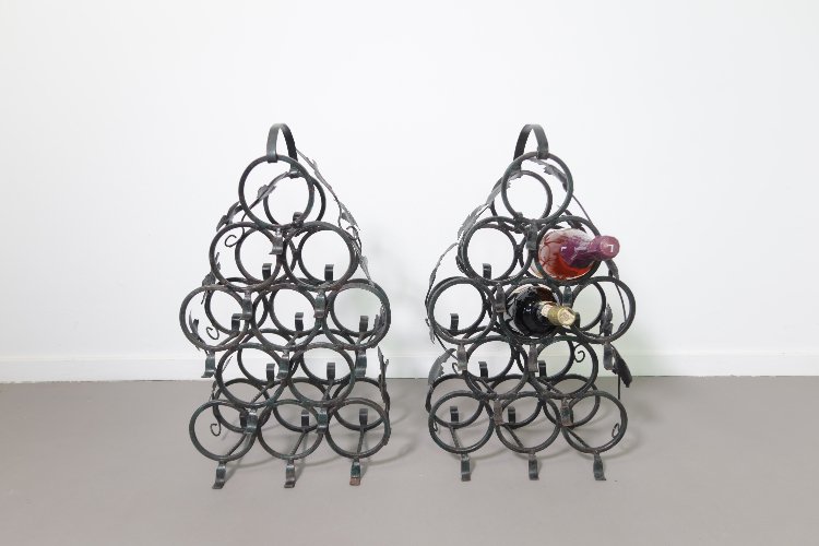 Antique French wrought iron wine racks 1940s