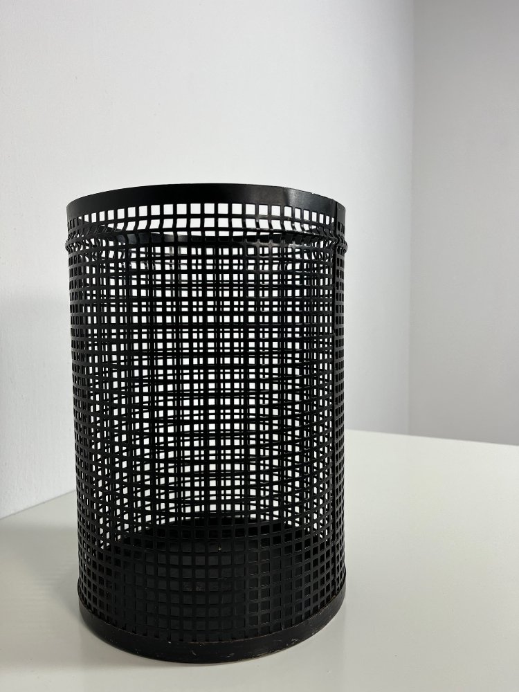 Mid-Century perforated black metal paper bin by Artimeta, 1960s