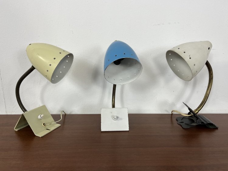 Set of 3 Ukkie desk lights by H.Busquet for Hala Zeist 1950s