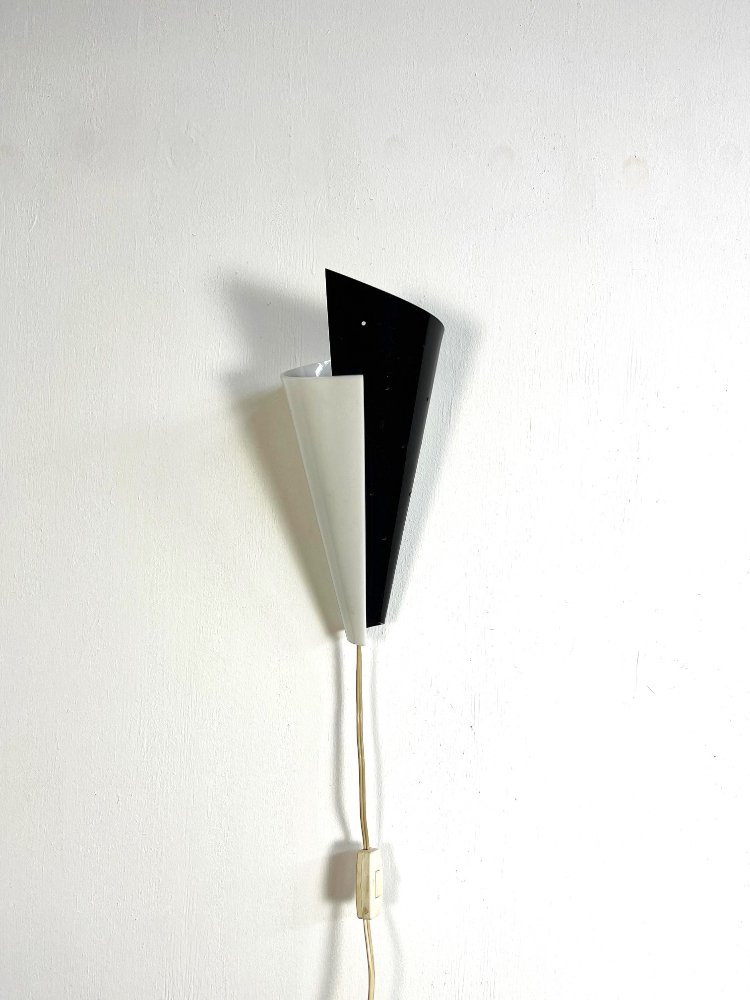 Mid-Century French black and white acrylic glass wall lamp 1950s