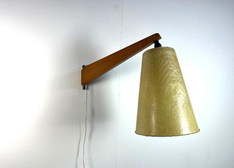 Philips NX81 E/00 wall lamp with a fiber shade by Louis Kalff, 1955