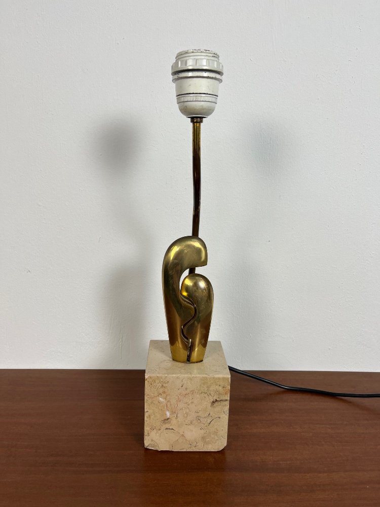 Signed Philippe Jean abstract bronze table lamp, France 1970s