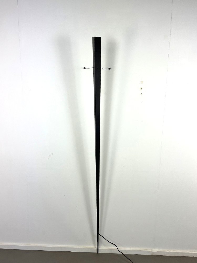 Minimalist black Torchére floor lamp by Gilles Derain for Lumen Center Italia 1984
