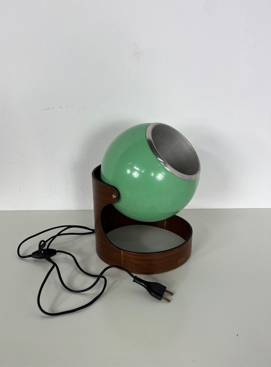 Mid-Century modern teak and metal Italian table lamp, 1960s