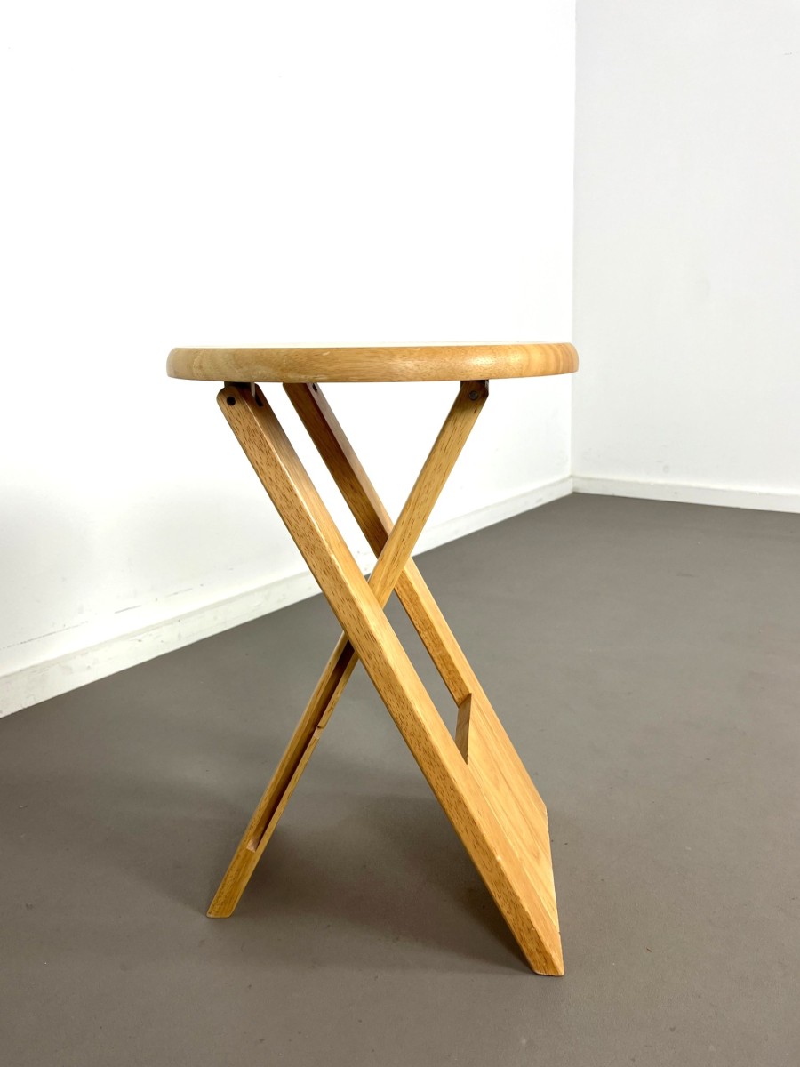 20th Century beech Suzy folding stool by Adrian Reed for Princes Design Works LTD, UK 1970s