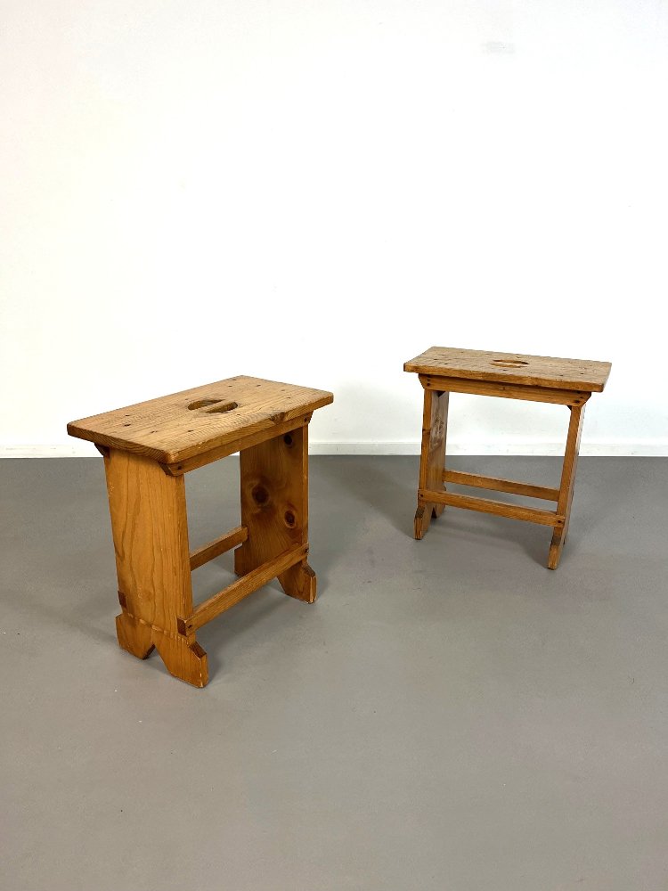 Dutch handcrafted architectural monastery stools, 1960s