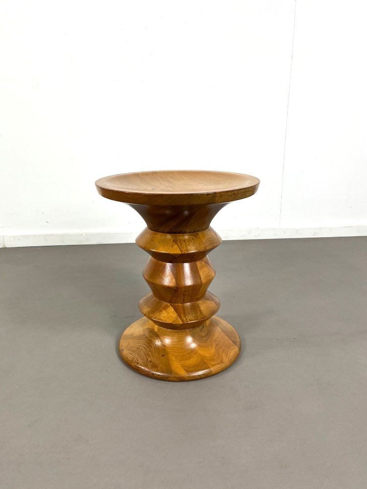 Early production Model A walnut stool by Ray & Charles Eames for Vitra, 1990s