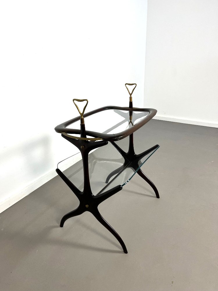 Lacquered wood magazine table with serving tray by Cesare Lacca, Italy 1950s