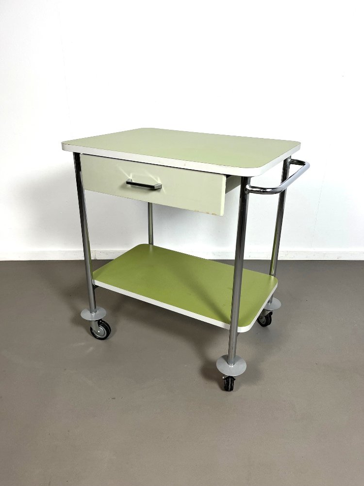 20th-century vintage hospital trolley with drawer, Germany 1960s