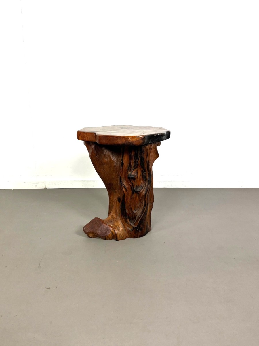 Mid-Century glazed tree trunk side table, 1960s